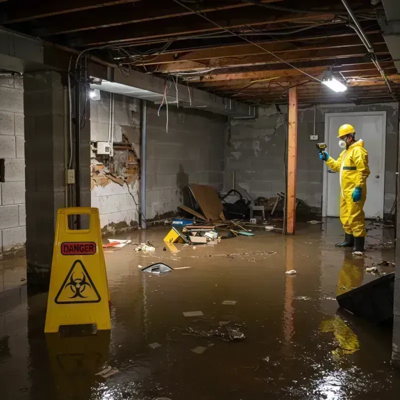 Flooded Basement Electrical Hazard in Centreville, IL Property